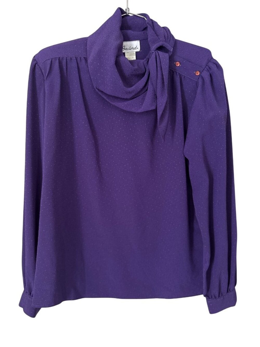 Vintage Gailord Blouse Size 6 Long Sleeve Scarf Detail Textured Deadstock NEW